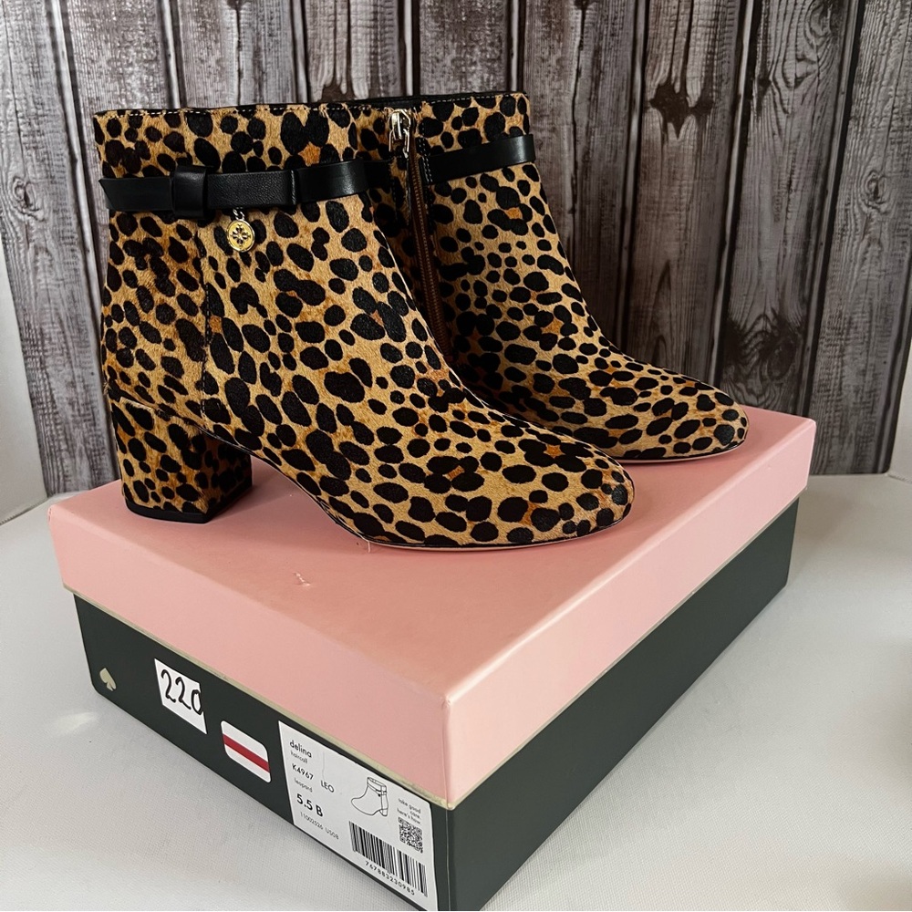 KATE SPADE Delina Calf Hair Booties- Leopard- Women’s 5.5B- New in Box